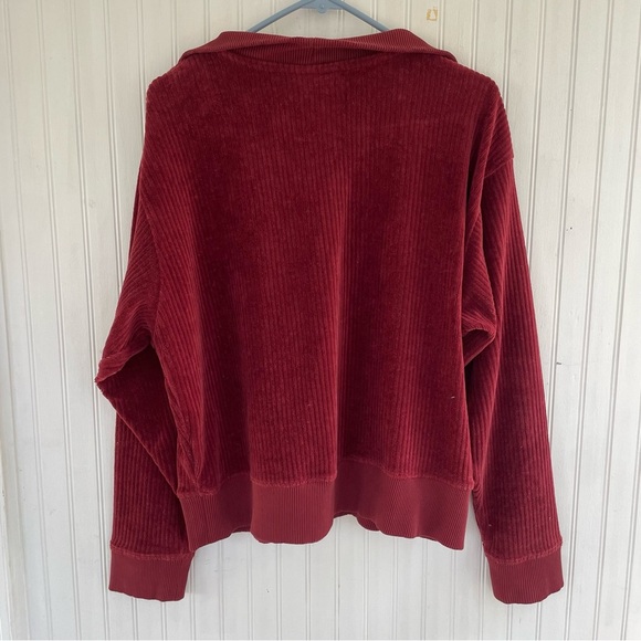 Target Universal Thread Women's Burgundy Wide Ribbed Corduroy Quarter Zip Sz XL - Picture 3 of 9